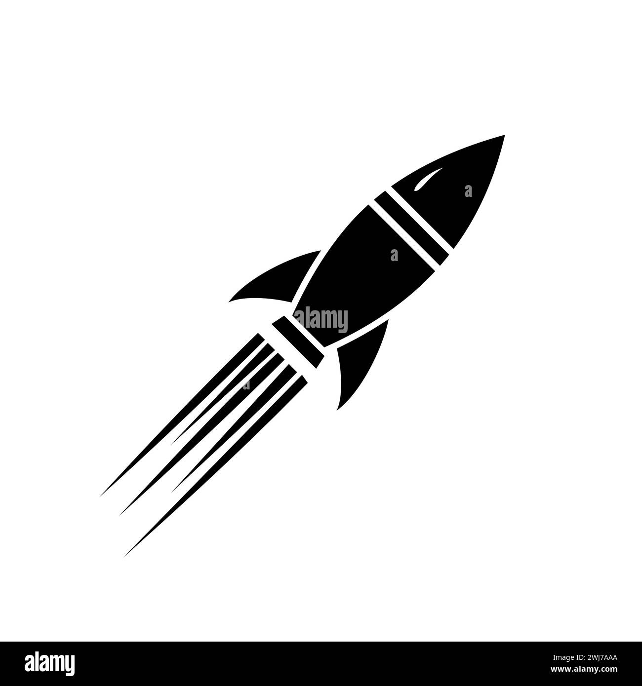 Icona Rocket. Simbolo della startup aziendale. Icona di lancio del razzo isolata sul bianco Illustrazione Vettoriale