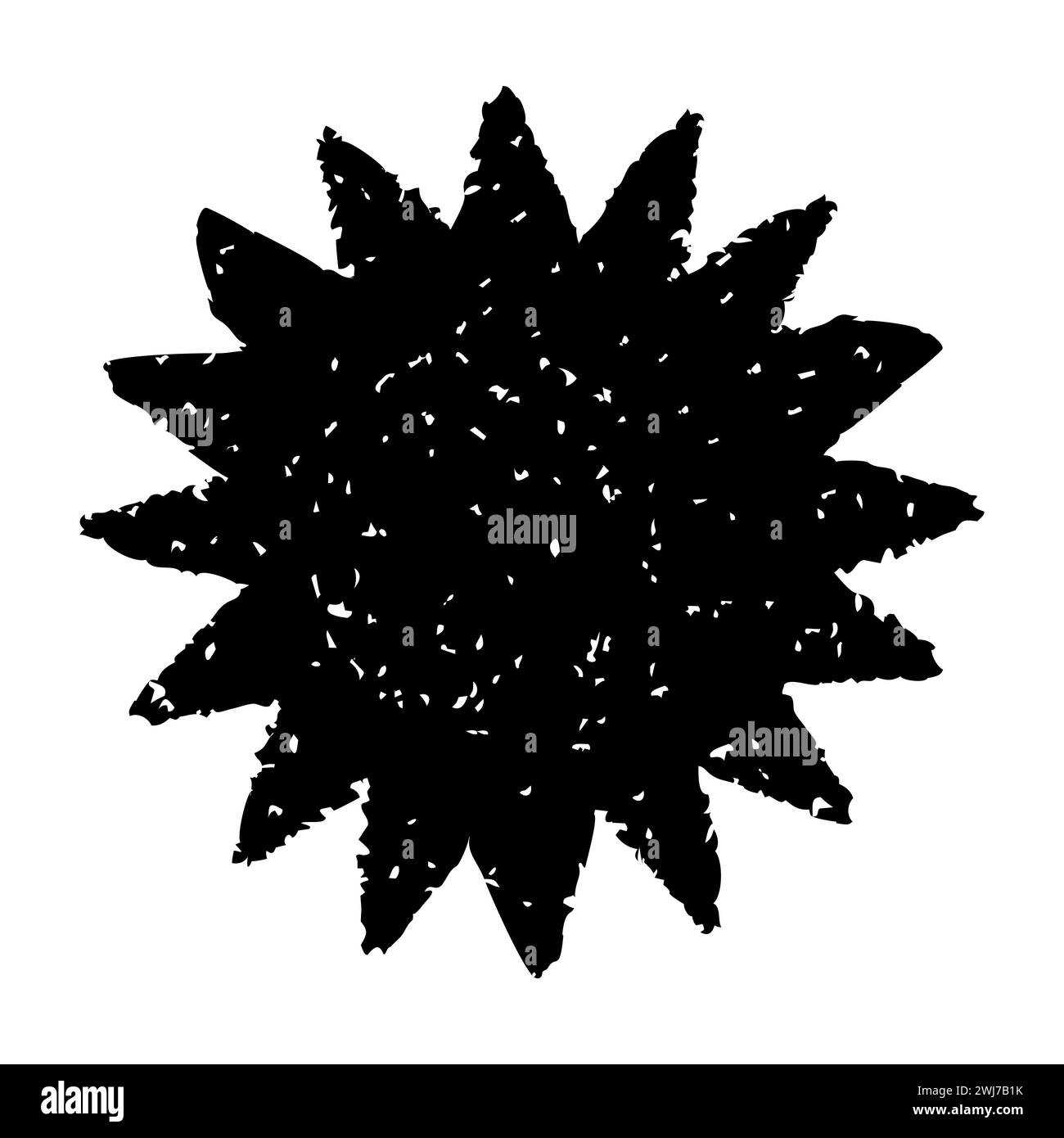 Simbolo del sole dipinto a mano, disegnato a mano con pastello Illustrazione Vettoriale