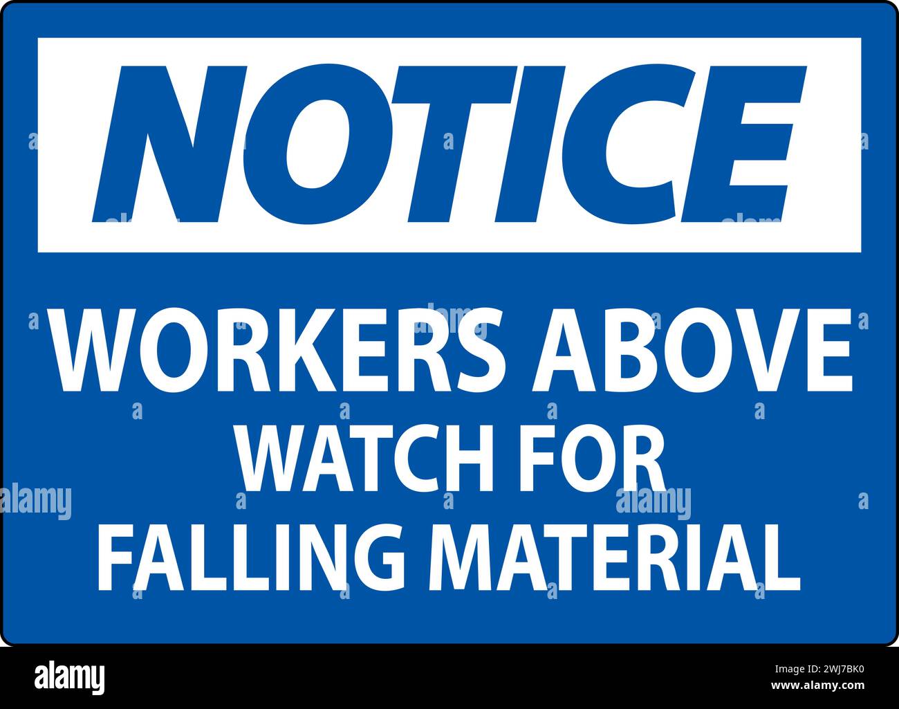 Cartello di avviso, i lavoratori al di sopra della sorveglianza per la caduta di materiale Illustrazione Vettoriale
