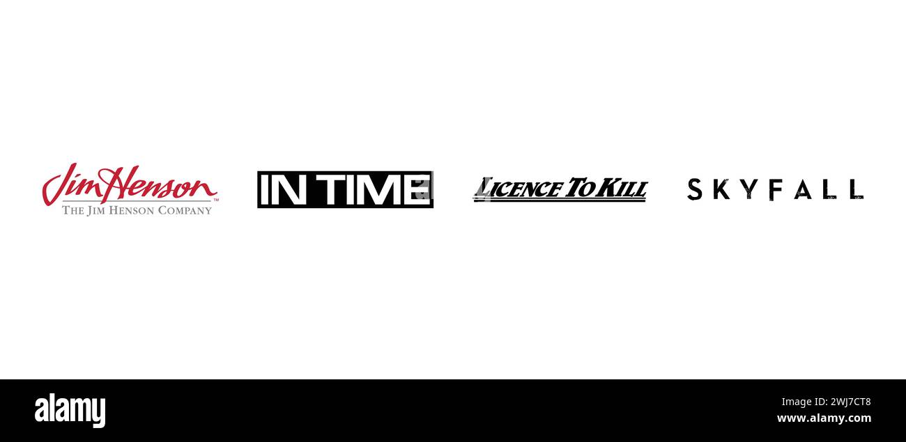 La Jim Henson Company, in tempo, licenza per uccidere, Skyfall. Illustrazione vettoriale, logo editoriale. Illustrazione Vettoriale