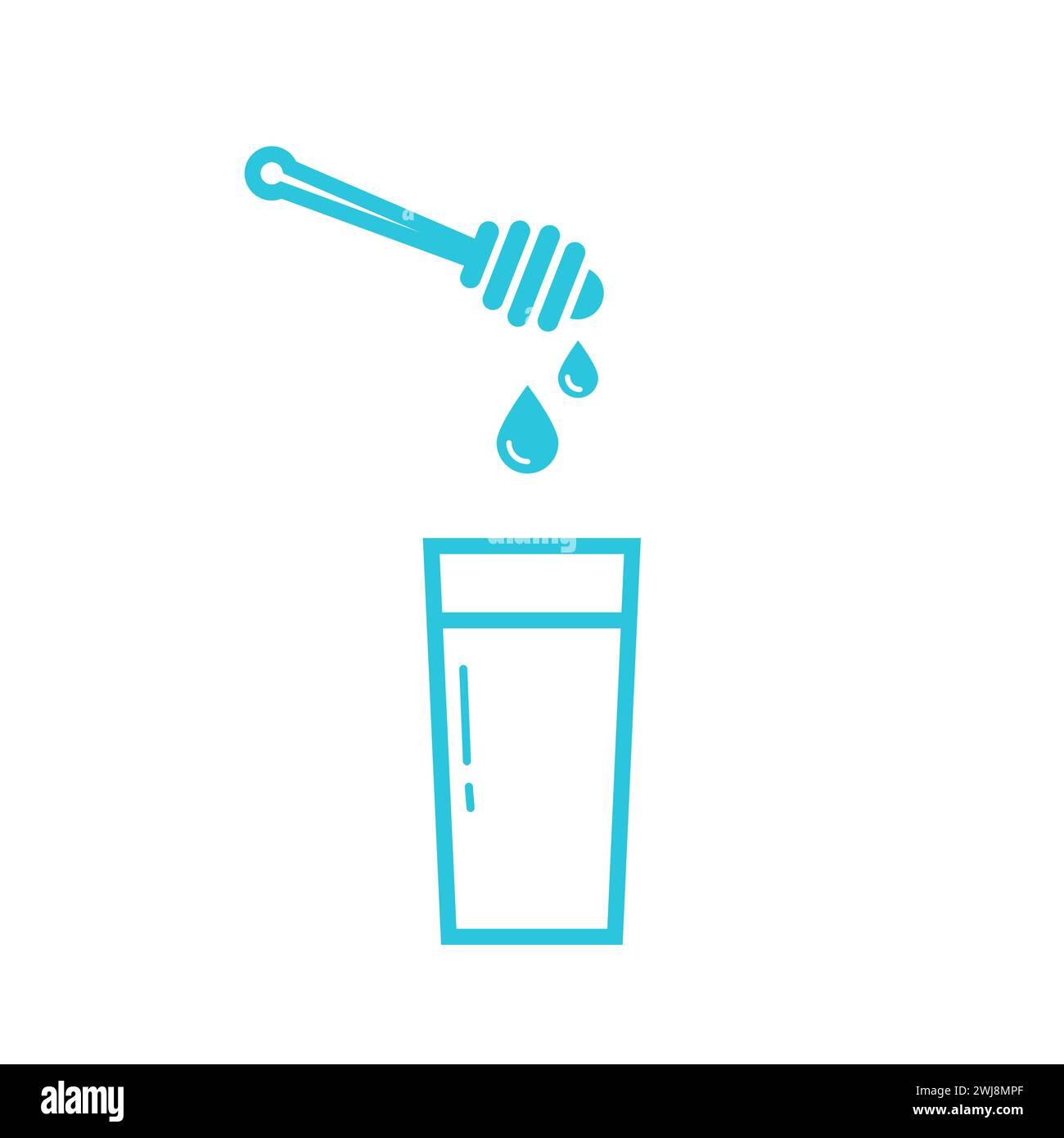 Latte e miele. Dal set di icone blu. Illustrazione Vettoriale