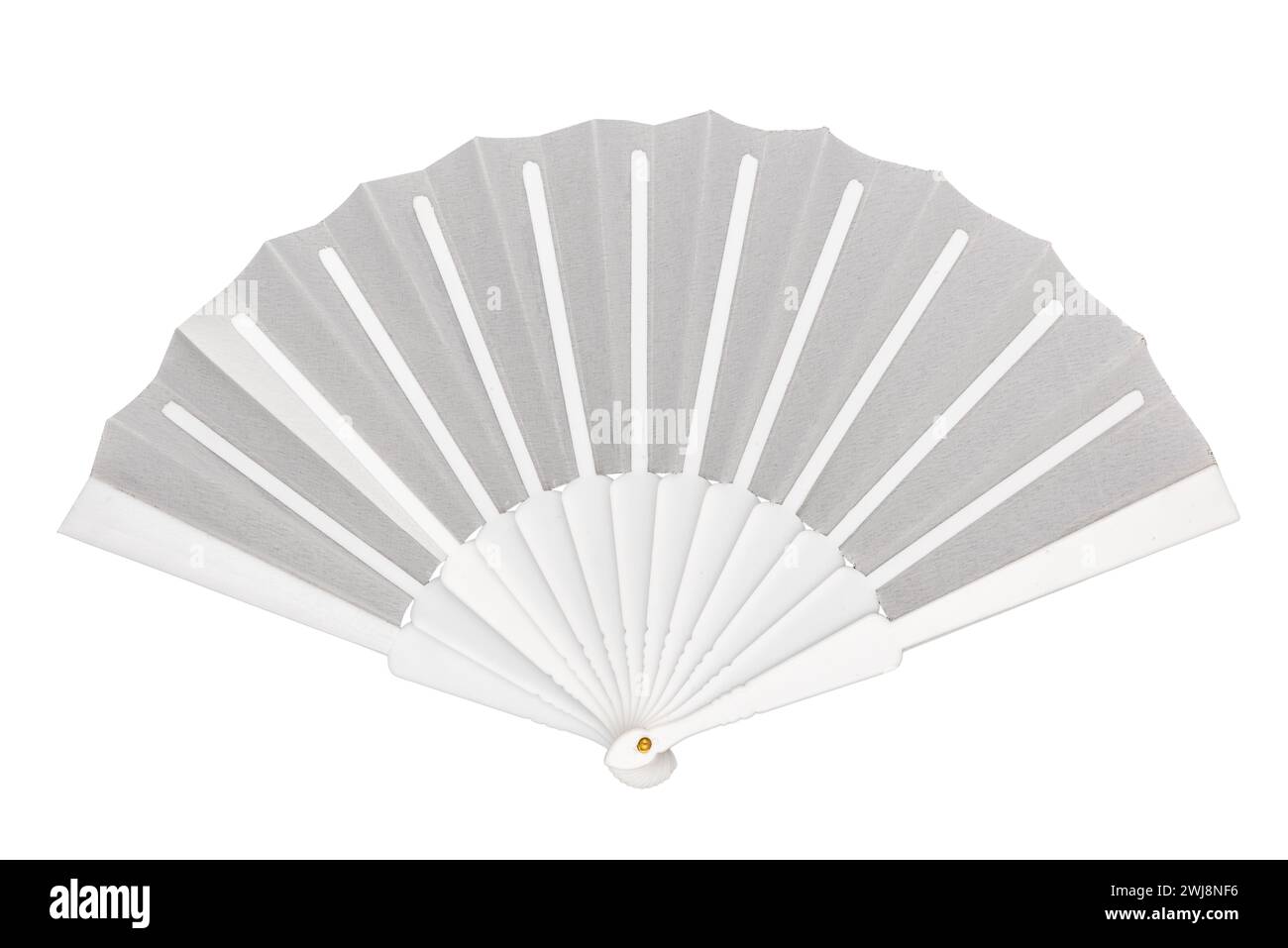 Ventilatore cinese bianco isolato su bianco con percorso di ritaglio incluso Foto Stock