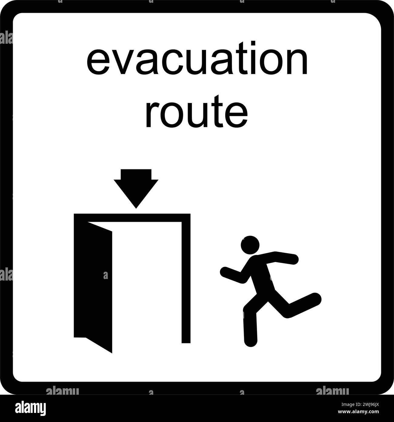 disegno dell'illustrazione vettoriale dell'icona della direzione del percorso di evacuazione Illustrazione Vettoriale
