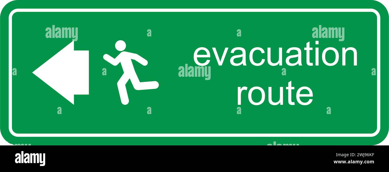 disegno dell'illustrazione vettoriale dell'icona della direzione del percorso di evacuazione Illustrazione Vettoriale