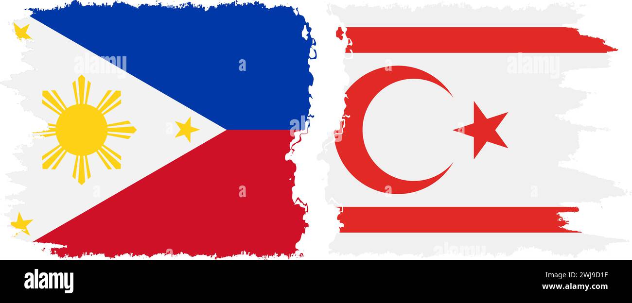 Repubblica turca di Cipro del Nord e Filippine grunge flag connessione, vettore Illustrazione Vettoriale