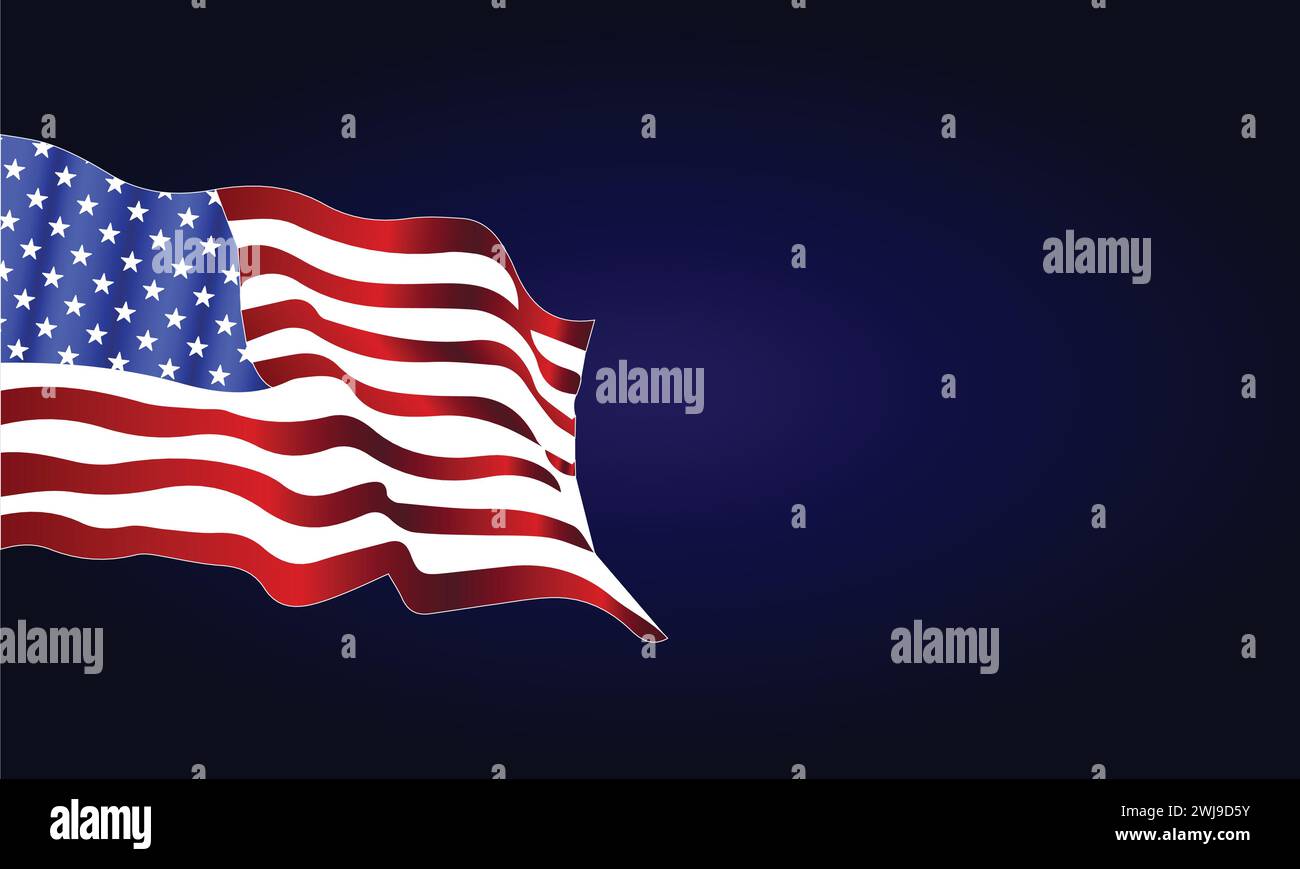Testo del giorno della bandiera con bandiera USA e disegno illustrativo Illustrazione Vettoriale