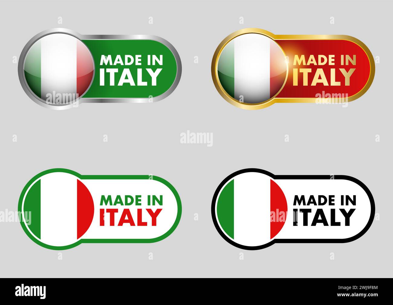 Set di icone Made in Italy, in formato vettoriale Illustrazione Vettoriale