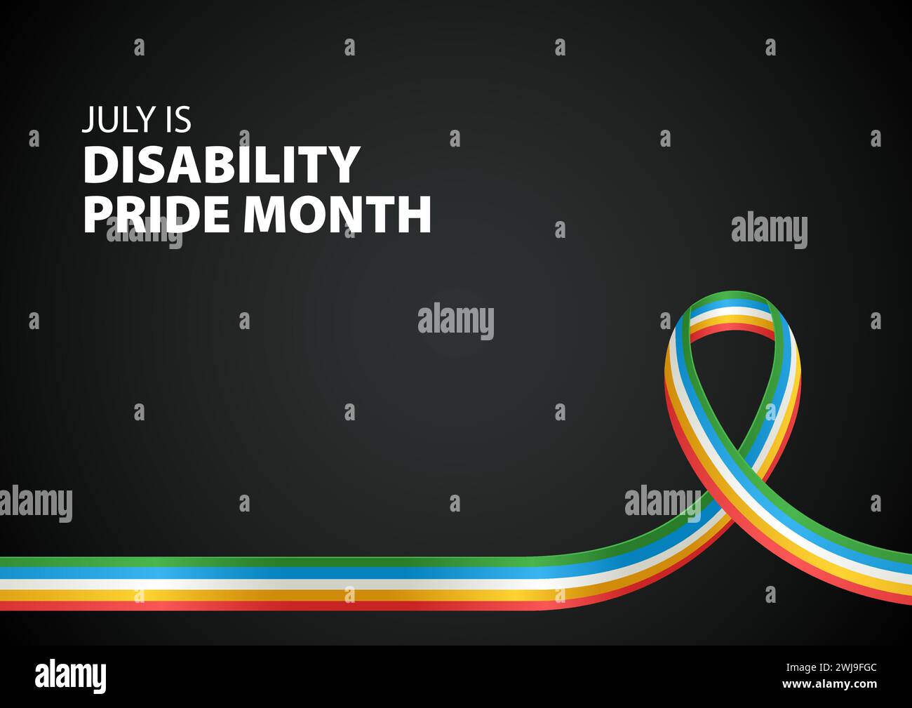 Barra multifunzione della consapevolezza del mese del orgoglio per i disabili su modelli di sfondo neri, personalizzabili Illustrazione Vettoriale