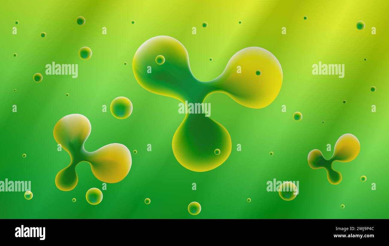 Realistico effetto increspato fluida con sfumatura verde-giallo Illustrazione Vettoriale