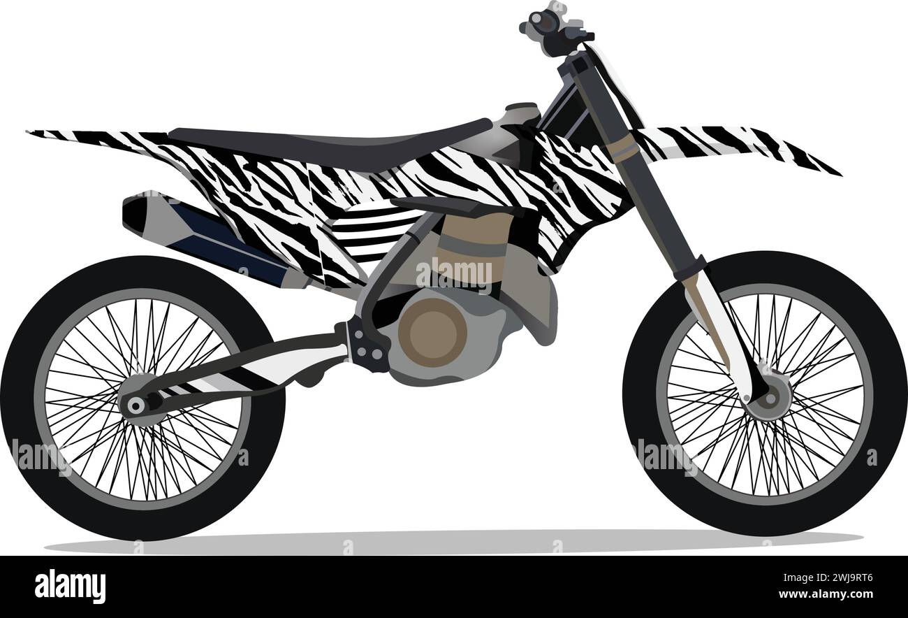 Illustrazione vettoriale della bici elettrica Motocross MX125 per bambini e adolescenti Illustrazione Vettoriale