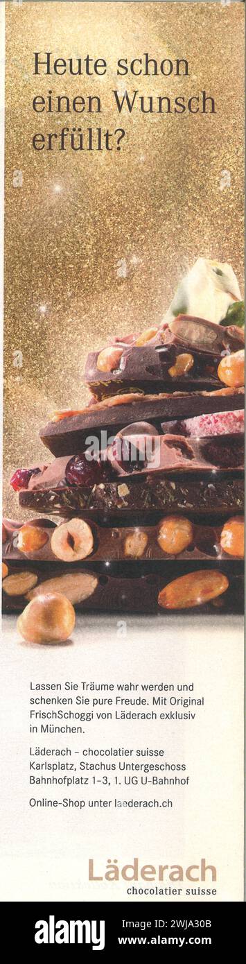 2015 Läderach cioccolato svizzero annuncio stampa tedesco Foto Stock