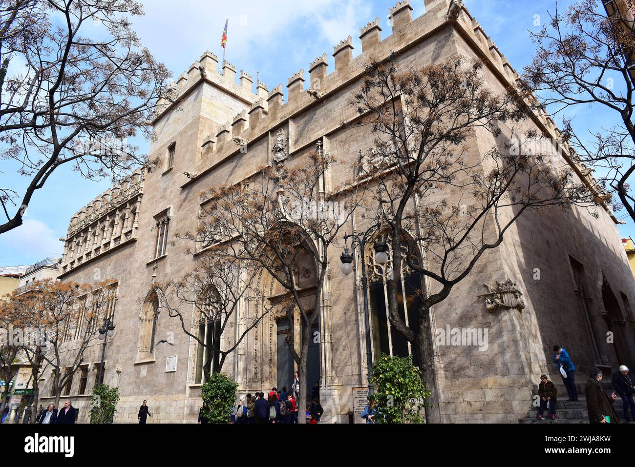 Valencia, la Lonja dela Seda o de los Mercaderes (gotico XV secolo). Patrimonio dell'umanità. Comunidad Valenciana, Spagna. Foto Stock