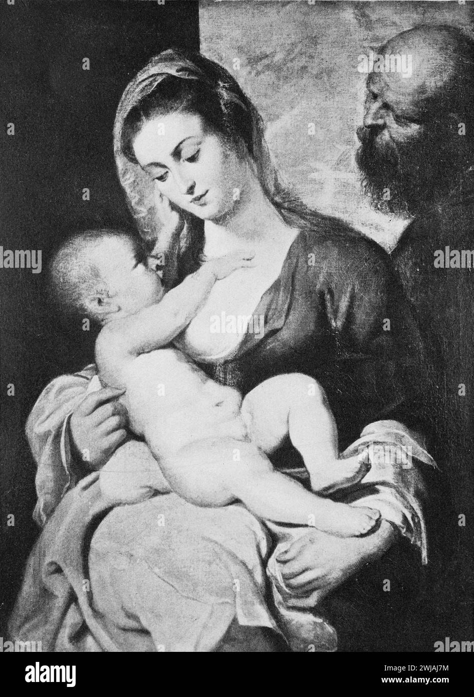 La Sacra famiglia di Peter Paul Rubens. Black and White Illustration from the Connoisseur, an Illustrated Magazine for Collectors Voll 3 (maggio-agosto 1902) pubblicato a Londra. Foto Stock