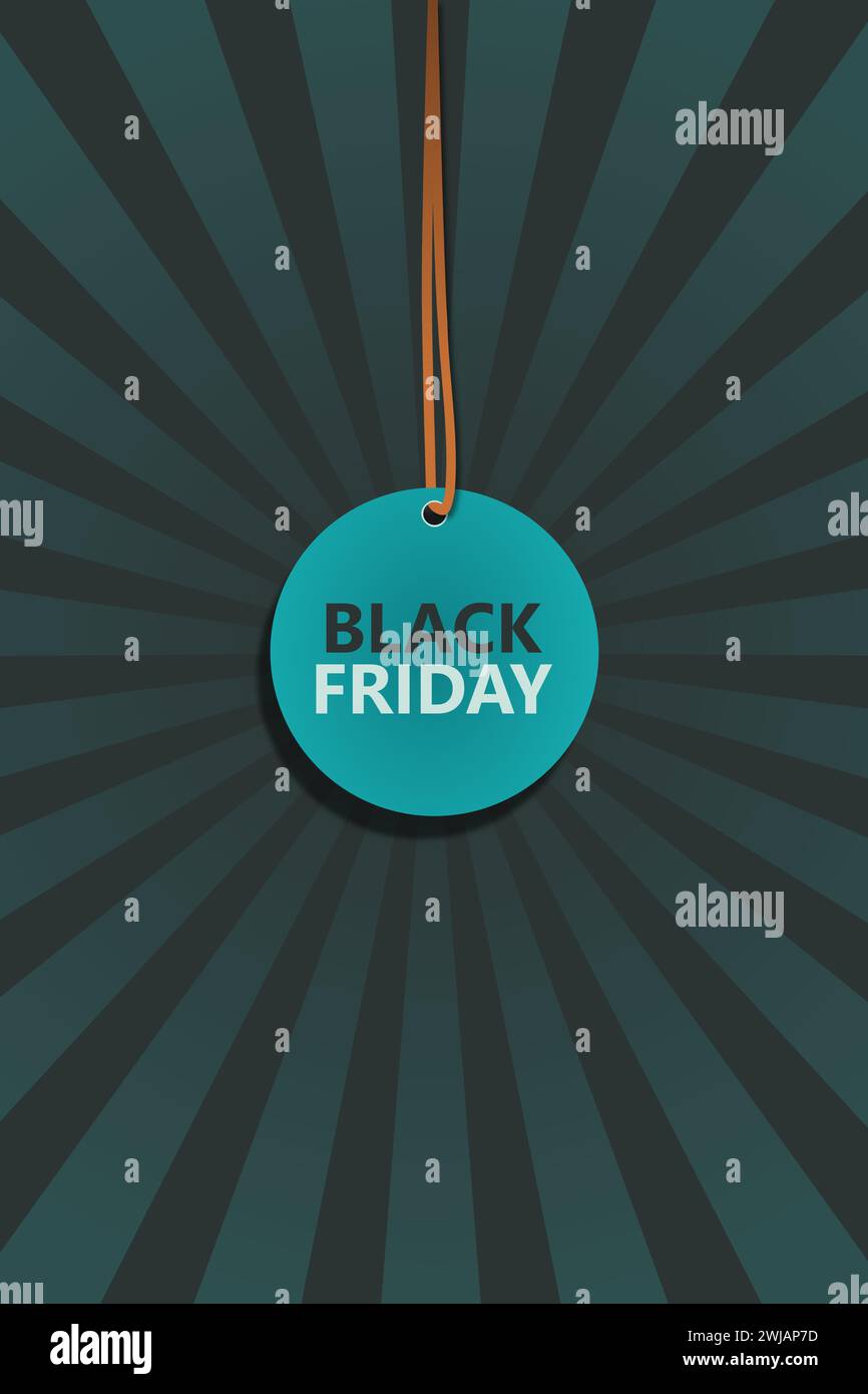 Etichetta di vendita del Black Friday. Black Friday design, vendita, sconto, pubblicità, prezzo di marketing. Illustrazione banner verticale. Illustrazione Vettoriale