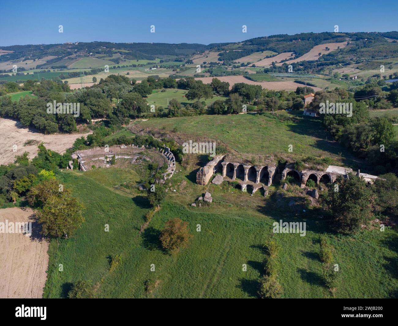 Otricoli (Italia, Umbria, provincia di Terni), area archeologica di Ocriculum, teatro e grandi costruzioni Foto Stock