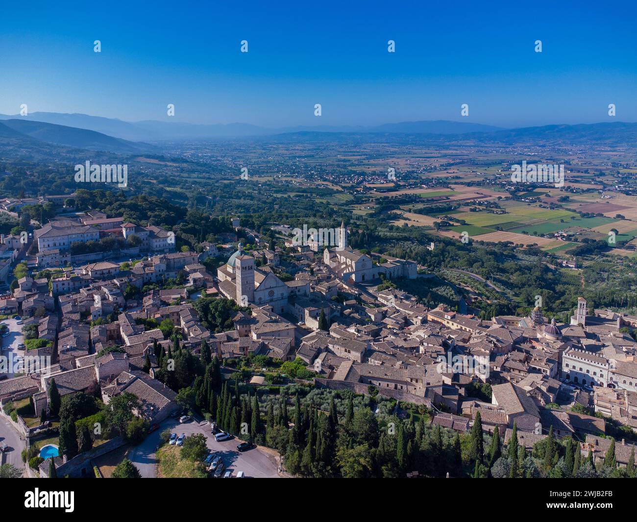 Assisi (Italia, Umbria, provincia di Perugia), veduta della città Foto Stock