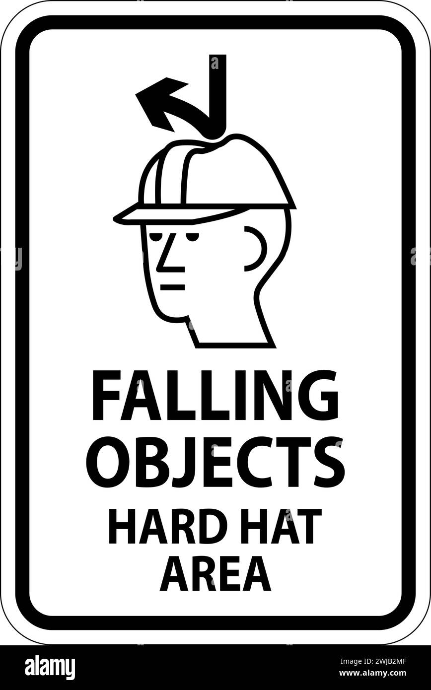 Cartello di pericolo, caduta di oggetti Hard Hat area Illustrazione Vettoriale