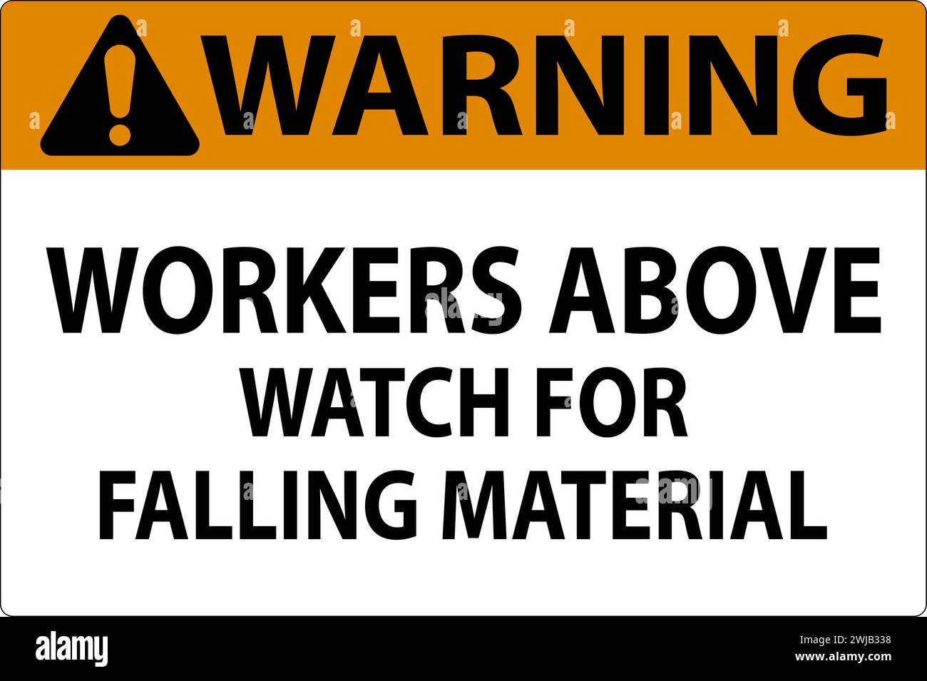 Cartello di avvertimento, lavoratori sopra la guardia per la caduta di materiale Illustrazione Vettoriale