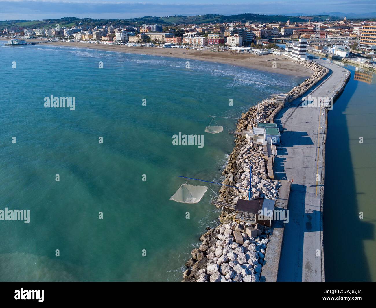 Senigallia (Italia, Marche, provincia di Ancona), panorama dal canale Foto Stock