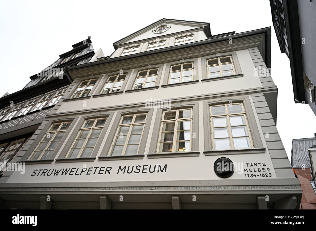 Museo Struwwelpeter in der Neuen Altstadt a Francoforte sul meno foto vom 06.02.2024. DAS Museum befindet sich im wiederaufgebauten historischen Wohnhaus von Goethes lebenslustiger tante Melber 1734-1823. Sechs Jahre War der kleine Johann Wolfgang Goethe alt, als er 1755 zusammen mit Seiner Schwester Cornelia einquartiert wurde, weil das elterliche Anwesen am Grossen Hirschgraben umgebaut wurde. *** Didascalia locale *** 00502021 SOLO USO EDITORIALE *** Museo Struwwelpeter nella nuova città Vecchia di Francoforte sul meno foto del 06 02 2024 il museo si trova nella casa storica ricostruita di Goethes fu Foto Stock