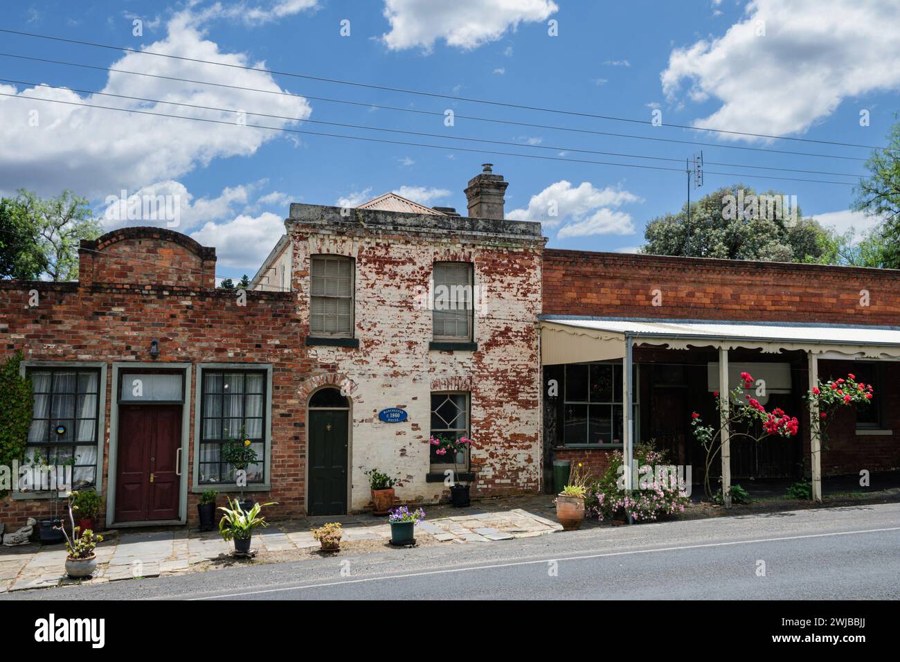 Manchester House - un cottage vittoriano risalente al 1860 nell'ex città mineraria dell'oro di Chewton, vicino a Castlemaine, Victoria, Australia Foto Stock