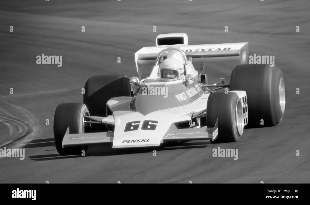 Mark Donohue in una Penske Racing PC1 al Gran Premio di F1 di Watkins Glen 1974 , partì 14°, DNF Foto Stock