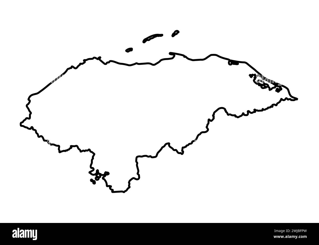 Honduras mappa di silhouette nera su sfondo bianco Foto Stock