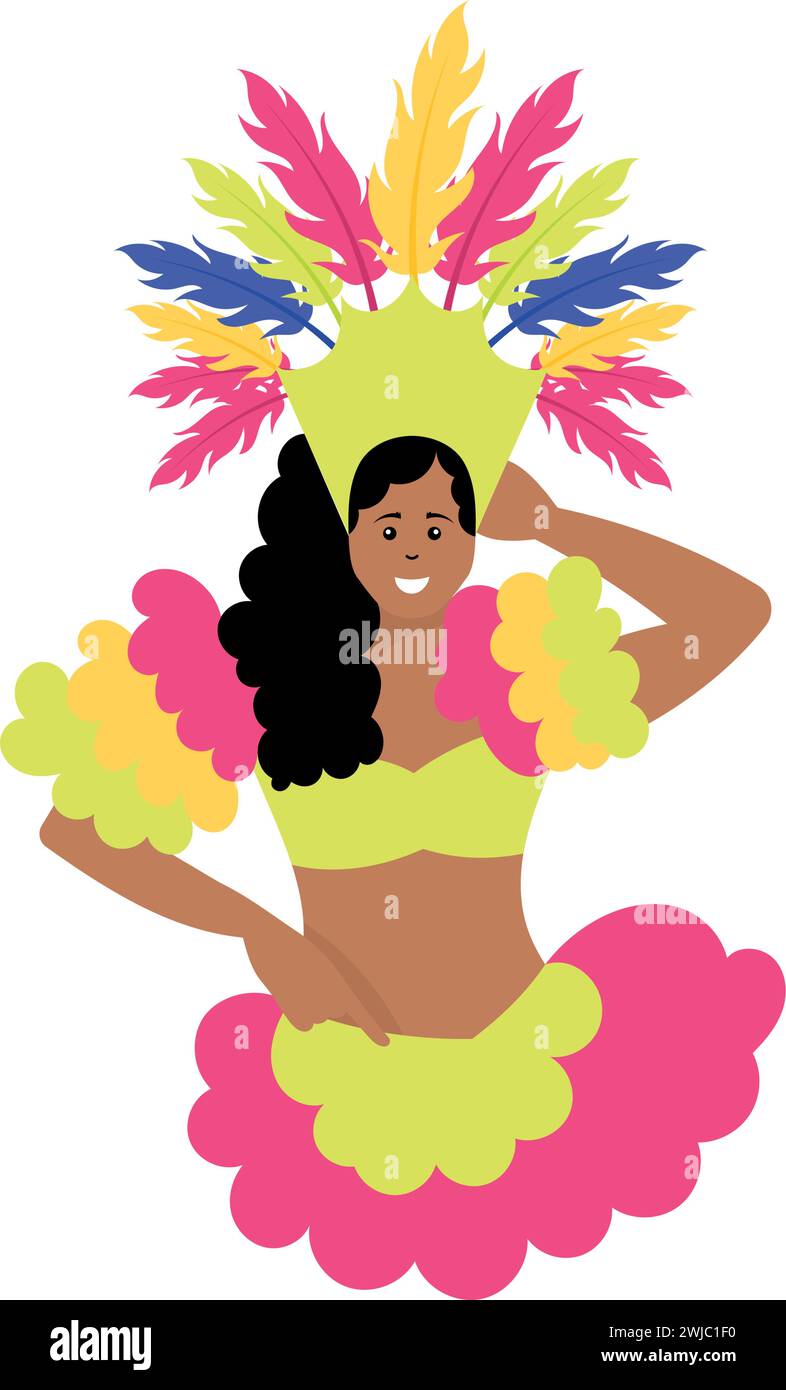 Carino garota tradizionale ballerina brasiliana cartoni animati Vector Illustrazione Vettoriale