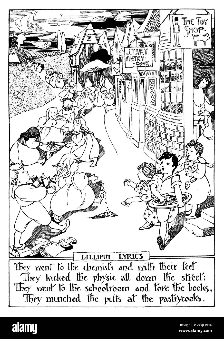 1901 The Toy Shop, line Illustrations of Lilliput Lyrics, di Claire Murrell Foto Stock