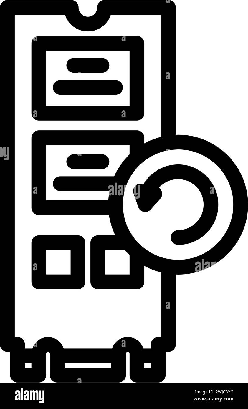 illustrazione vettoriale dell'icona della linea del computer di ripristino dei dati Illustrazione Vettoriale