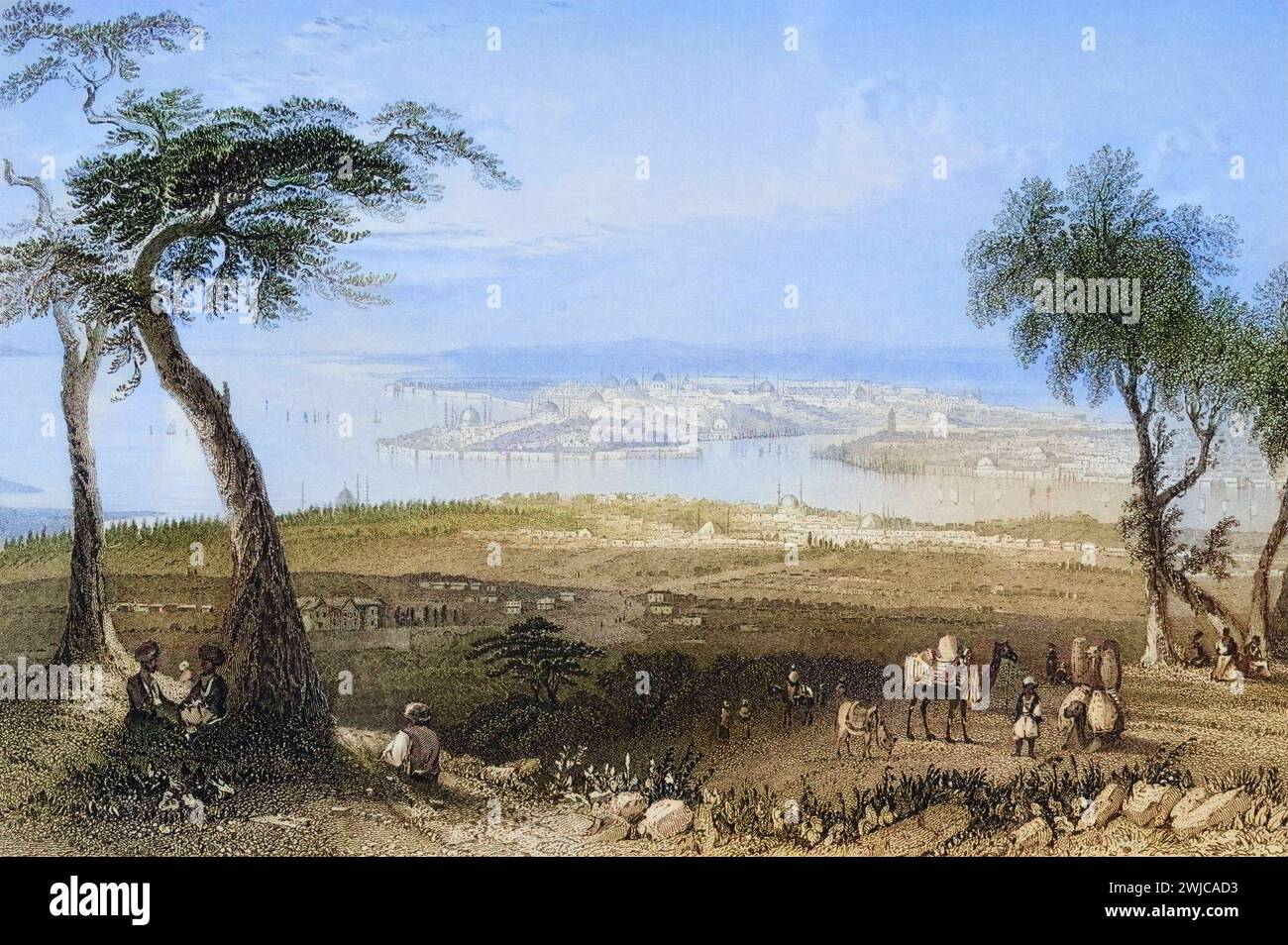 Konstantinopel von oberhalb von Skutari, Chrysopolis, auf der asiatischen Seite, Historisch, digital restaurierte Reproduktion von einer Vorlage aus Foto Stock
