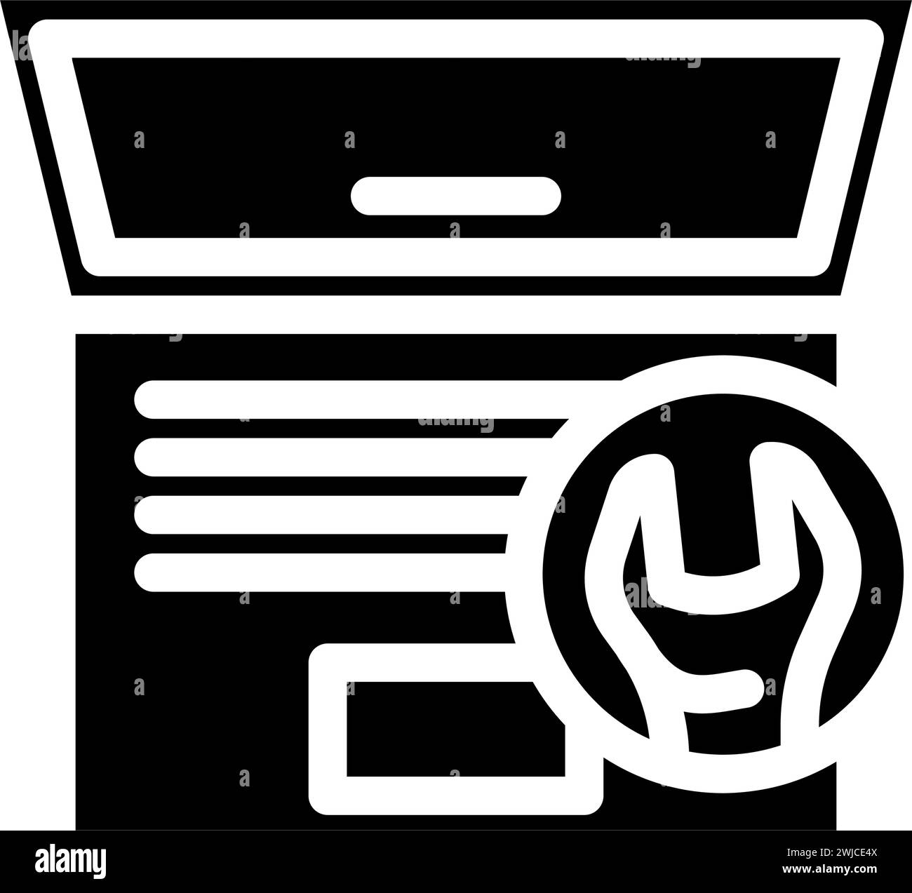 illustrazione vettoriale dell'icona del glifo del computer, manutenzione, riparazione Illustrazione Vettoriale