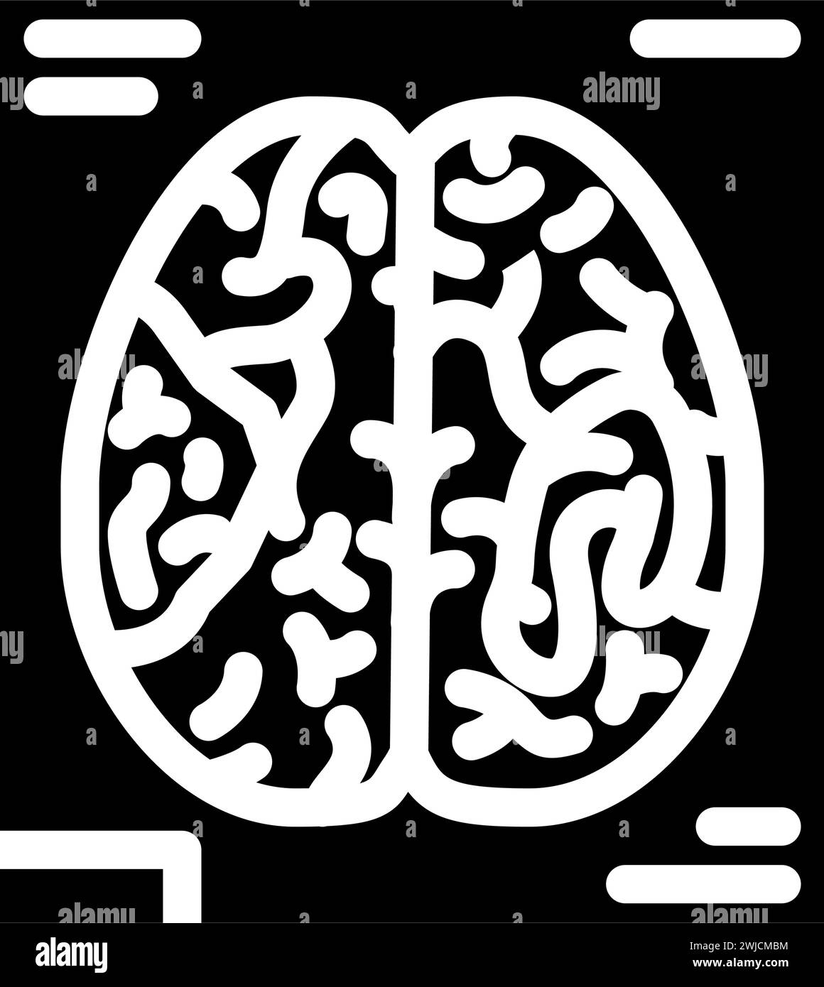 immagine vettoriale dell'icona glifo di neurologia della risonanza magnetica funzionale Illustrazione Vettoriale