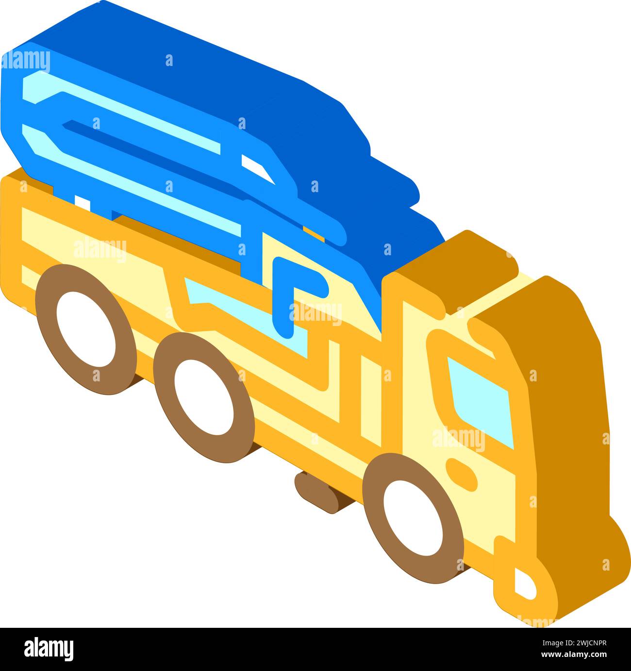 illustrazione vettoriale icona isometrica veicolo per costruzione pompa per calcestruzzo Illustrazione Vettoriale