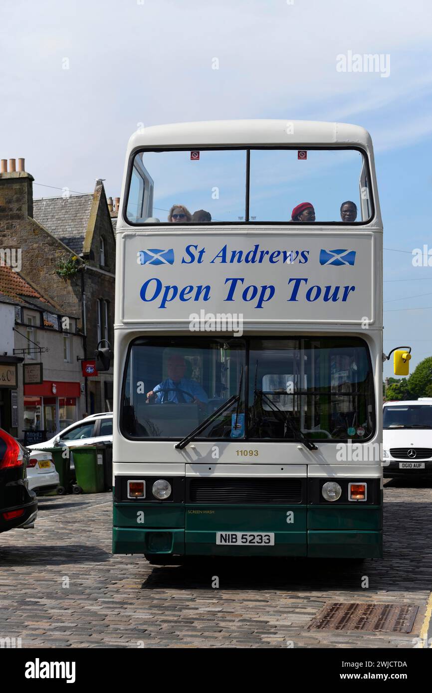 Autobus turistico, Open Tour, St Andrews, regione di Fife, Scozia, Regno Unito, Gran Bretagna Foto Stock