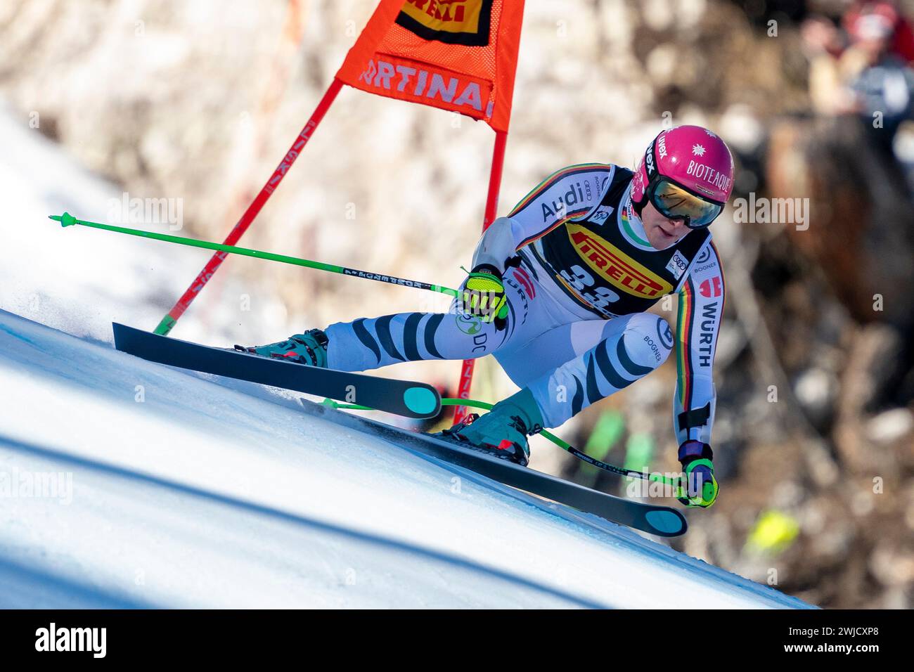 Cortina d’Ampezzo, Italia 28 gennaio 2024. HIRTL-STANGGASSINGER Katrin (Ger) gareggia nella Audi Fis Coppa del mondo di sci alpino femminile Super-G Race ON Foto Stock