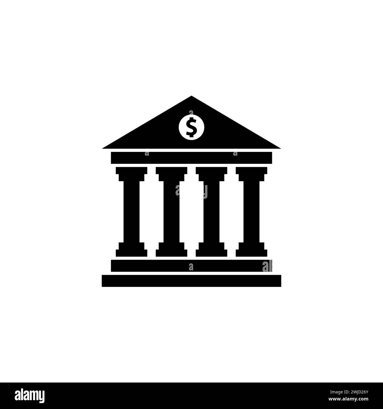 Icona del vettore piatto dell'edificio del tribunale. Simbolo solido semplice isolato su sfondo bianco Illustrazione Vettoriale