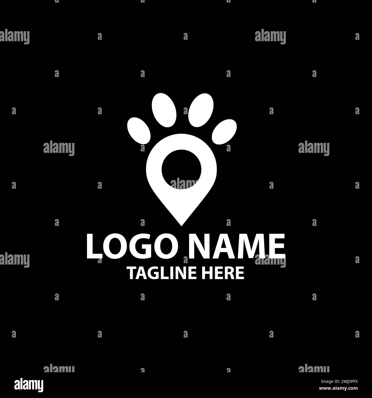 vettore di progettazione del logo della posizione degli animali domestici Illustrazione Vettoriale