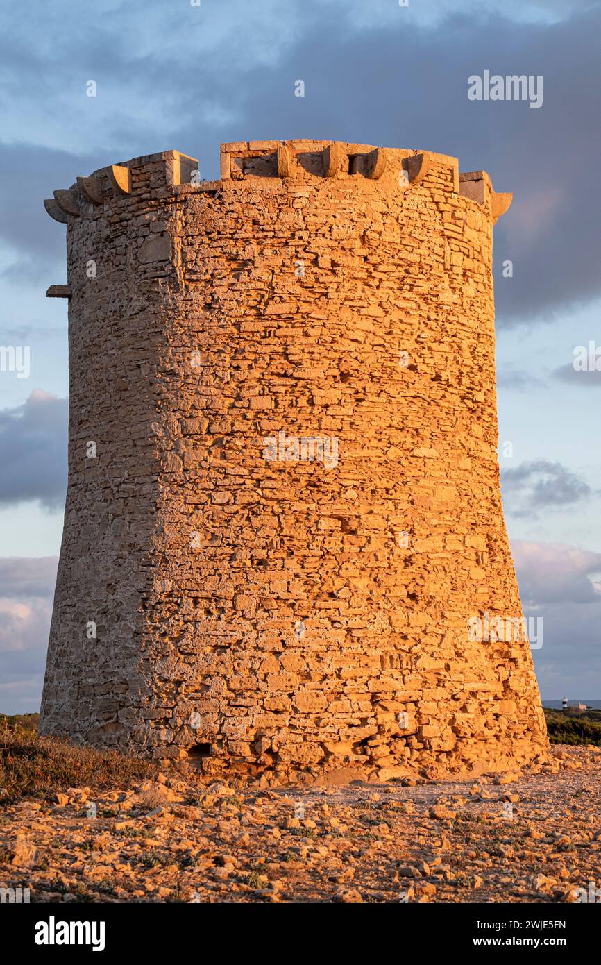 Torre S’Estalella, costruita da Simó Carrió , 1577, Llucmajor, Maiorca, Isole Baleari, Spagna Foto Stock