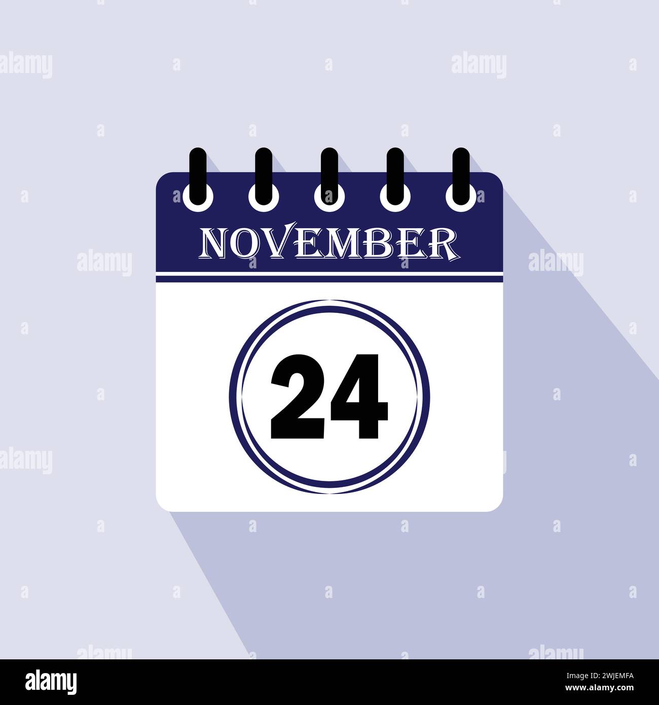Icona giorno calendario - 24 novembre. 24 giorni del mese, illustrazione vettoriale. Illustrazione Vettoriale