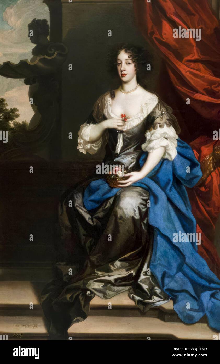 Maria di Modena (1658-1718) come duchessa di York, poi regina consorte d'Inghilterra, Scozia e Irlanda come seconda moglie di Giacomo II e VII, ritratto dipinto ad olio su tela di Sir Peter Lely e laboratorio, 1679 Foto Stock