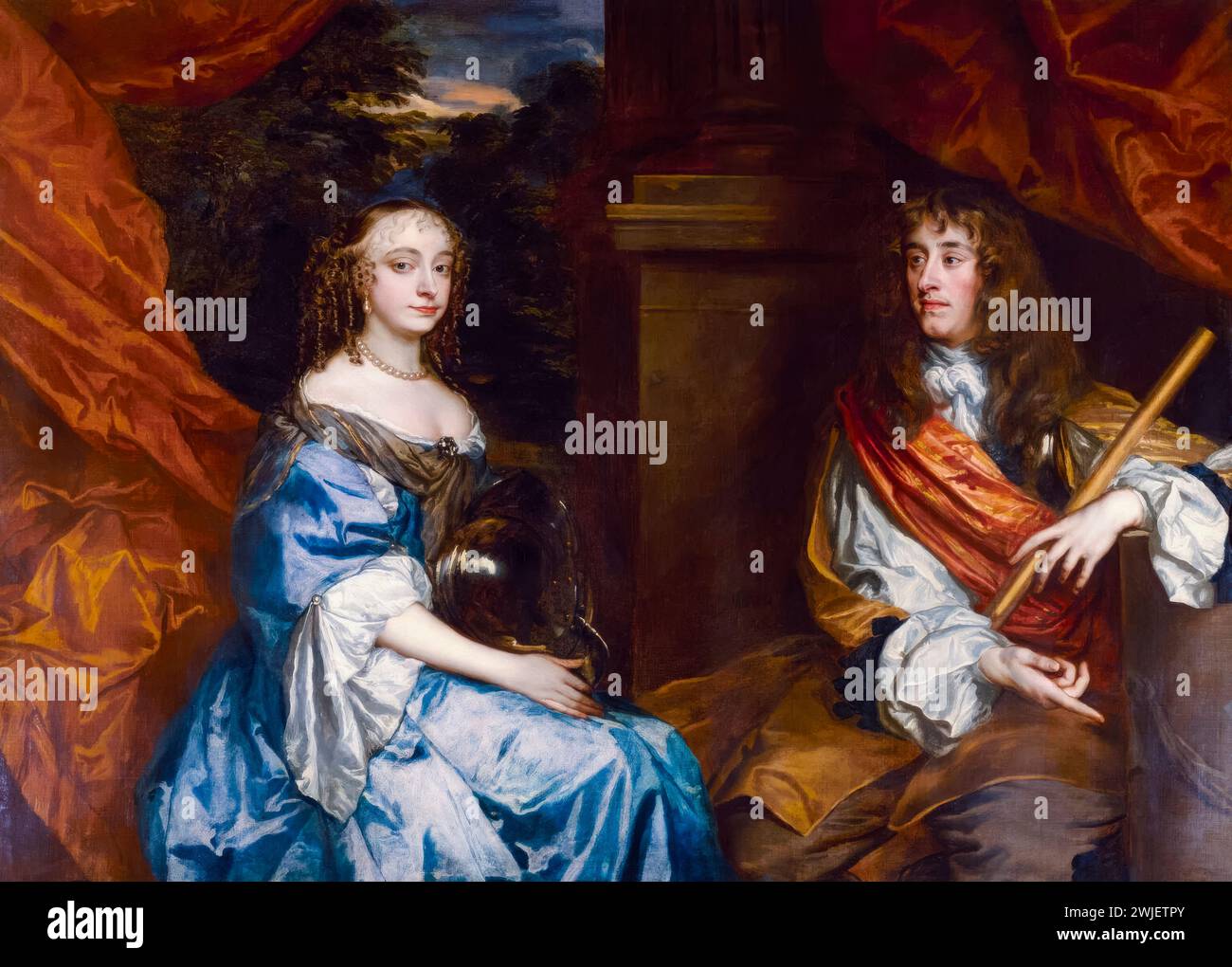Anne Hyde (1637-1671), duchessa di York e suo marito Giacomo, duca di York (1633-1701), il futuro re Giacomo II e VII, ritratto a olio su tela di Sir Peter Lely, 1661-1662 Foto Stock