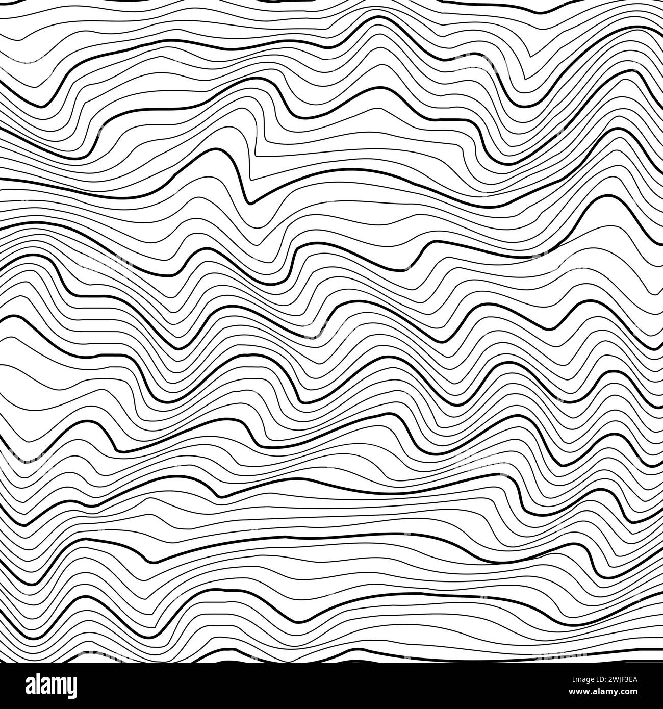 Schema delle linee ondulate astratte. La progettazione dello sfondo, della consistenza, dei tessuti, dell’abbigliamento, dell’imballaggio, paesaggio e idea creativa Illustrazione Vettoriale