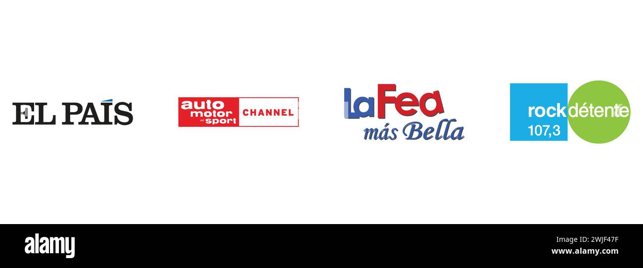 FEA , Auto Motor and Sport Channel, 107,3 Rock détente, El Pais . Collezione di logo vettoriali editoriali. Illustrazione Vettoriale