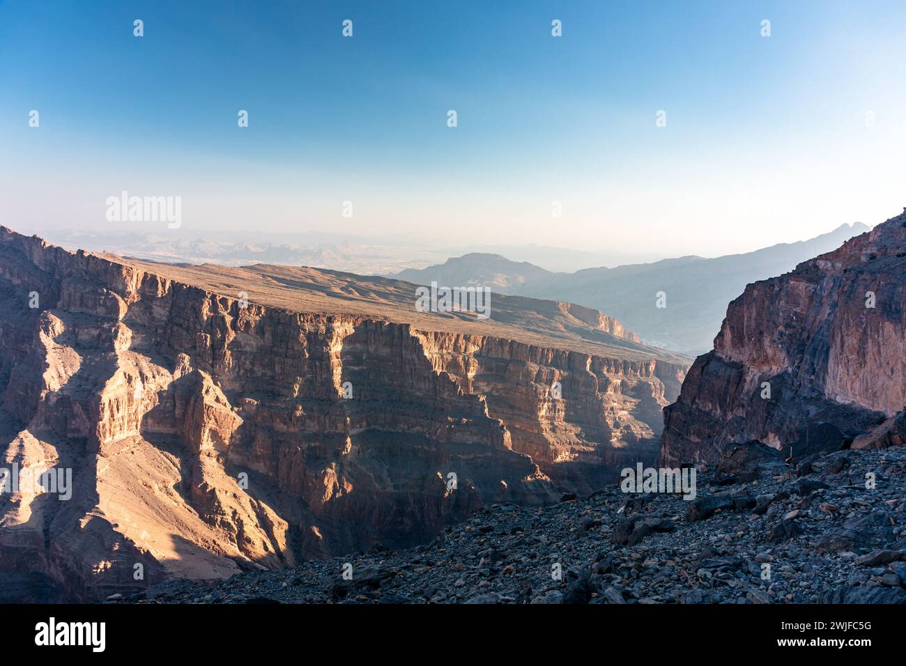 Jebel Shams, Balcony Walk Trial, Oman, ad Dakhiliyah Governatorato, al Hajar Mountains Foto Stock