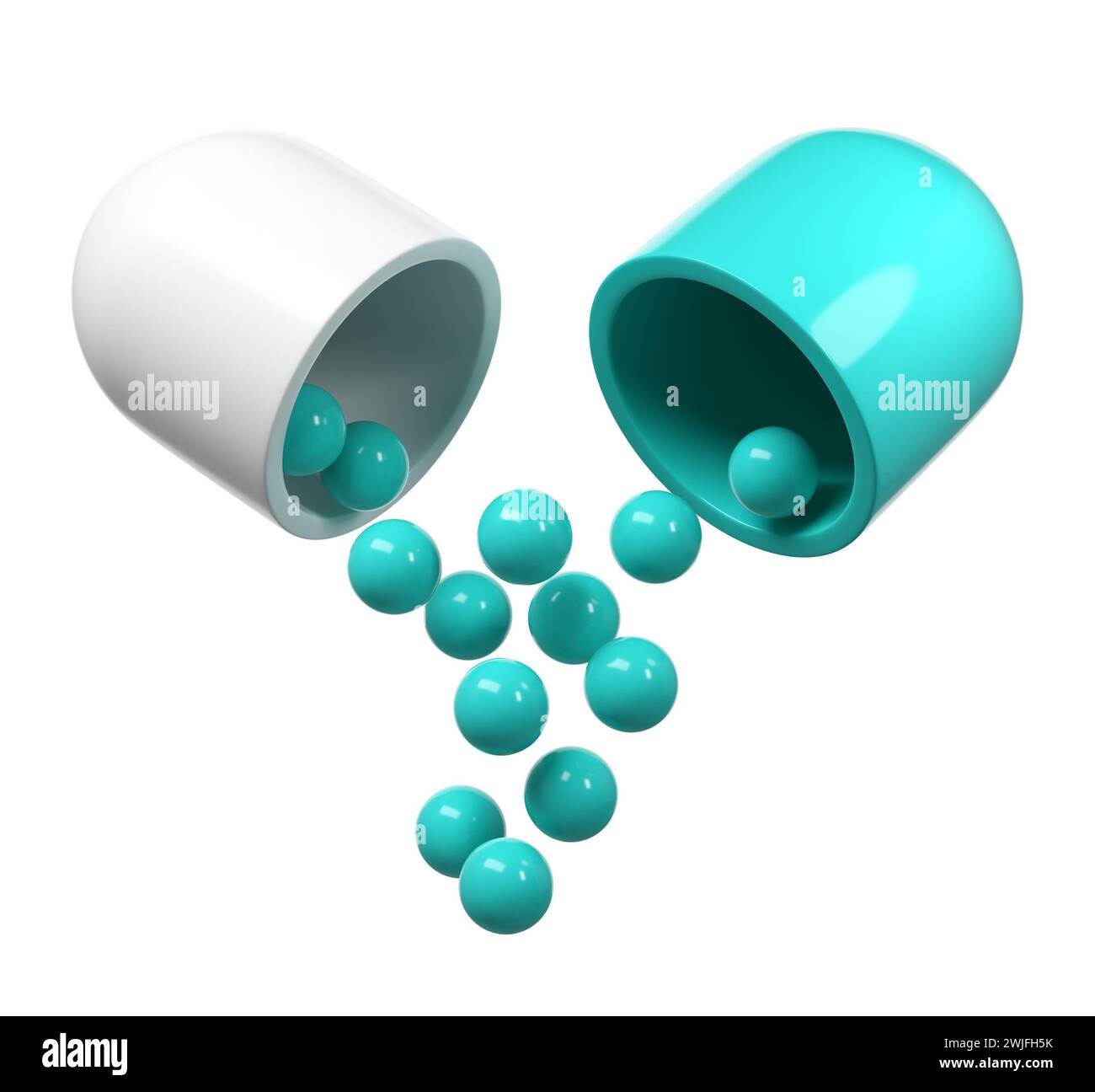 illustrazione del logo dell'icona della farmacia sanitaria della pillola della capsula di rendering 3d. Foto Stock