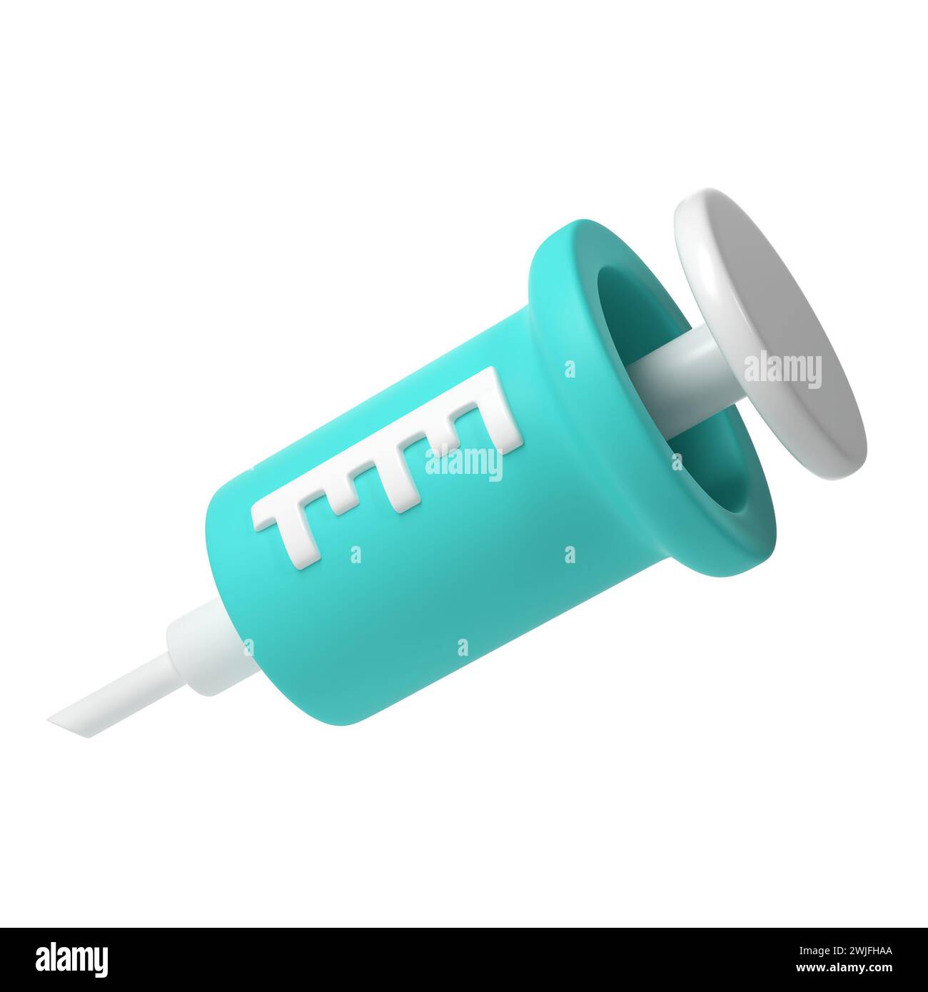 Illustrazione di concetto della siringa medica 3d con l'ago plasticina stile cartoncino vaccinazione Foto Stock