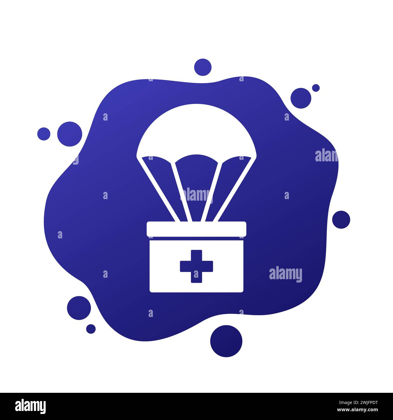 icona vettore di aiuti umanitari con paracadute Illustrazione Vettoriale