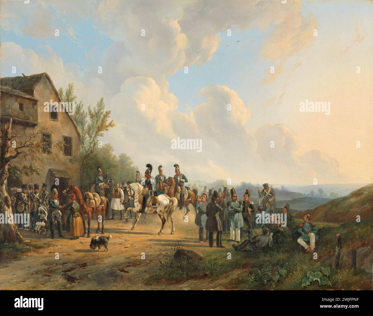 Scena della campagna dei dieci giorni contro la rivolta belga, agosto 1831, Wouter Verschuur (1812-1874), 1831 - 1835 Foto Stock