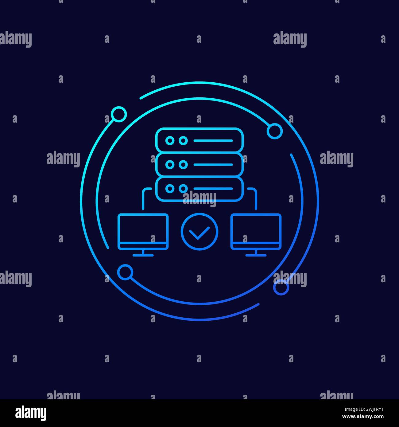 Icona del server proxy, design lineare Illustrazione Vettoriale